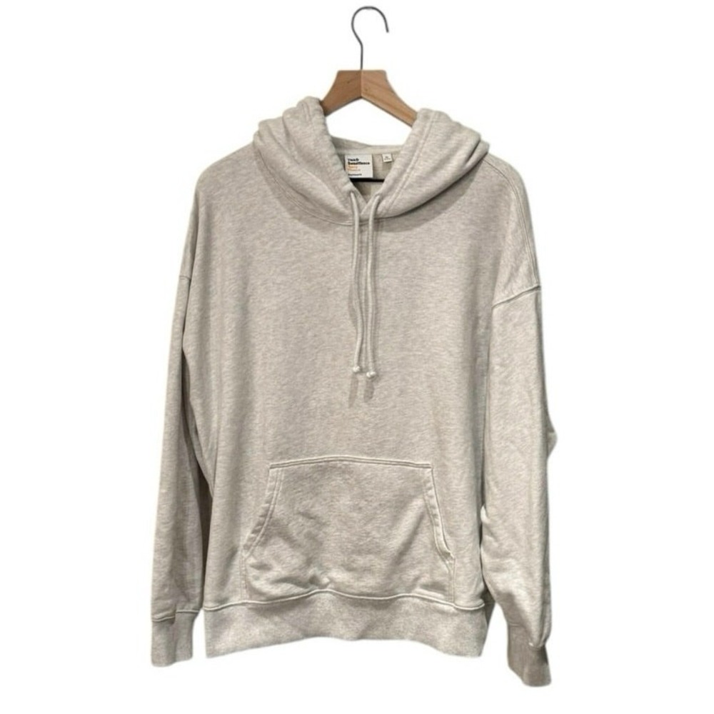 TNA Aritzia Gray Sweatfleece Terry Fleece Boyfriend Fit Hoodie Size XL